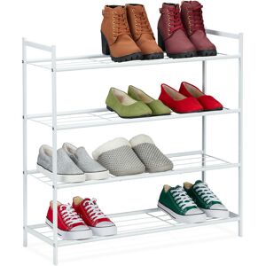 Shoe Rack 3 Levels, 9 Pairs, Shoes Storage for Hallway, made of Iron, HxWxD: 70 x 70 x 26 cm, Stable, White - Relaxdays