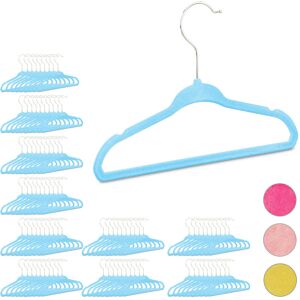 Set of 100 Relaxdays Kids Coat Hangers, Plastic Children's Velvet Clothes Hangers, HxWxD: 18x28x0.5 cm, Turquoise