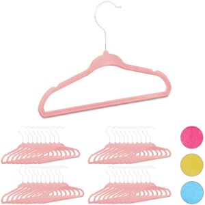 Set of 40 Relaxdays Kids Coat Hangers, Plastic Children's Velvet Clothes Hangers, HxWxD: 18x28x0.5 cm, Pink