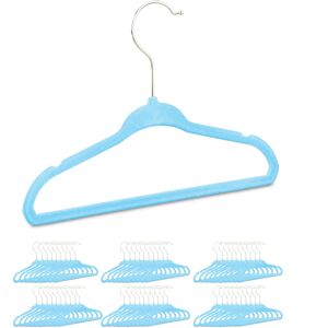 Set of 60 Relaxdays Kids Coat Hangers, Plastic Children's Velvet Clothes Hangers, HxWxD: 18x28x0.5 cm, Turquoise