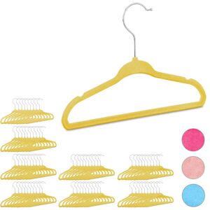 Set of 80 Relaxdays Kids Coat Hangers, Plastic Children's Velvet Clothes Hangers, HxWxD: 18x28x0.5 cm, Yellow