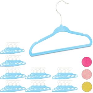 Set of 80 Relaxdays Kids Coat Hangers, Plastic Children's Velvet Clothes Hangers, HxWxD: 18x28x0.5 cm, Turquoise