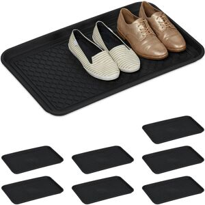 Relaxdays Shoe Tray, 8x Set, Large with Profile, for Hall, Cloakroom, Car, to Prevent Dirt, HxWxD: 3 x 60 x 40 cm, Black