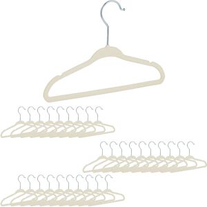 Velvet Coat Hangers, Set of 30, Non-Slip Clothes Hangers, Boys & Girls, Wardrobe Organiser, Beige - Relaxdays