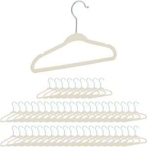 Velvet Coat Hangers, Set of 50, Non-Slip Clothes Hangers, Boys & Girls, Wardrobe Organiser, Beige - Relaxdays