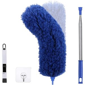 Rhafayre - Duster Duster, Telescopic Duster, Microfiber Duster with Stainless Steel Handle, Dark Blue Washable Duster Perfect for Removing Dust in