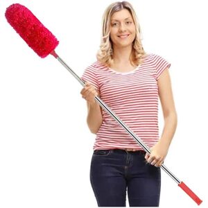 RHAFAYRE Telescopic Duster Duster Microfiber Duster with Stainless Steel Handle 254cm Long Washable Duster for Ceiling Fans, Blinds, Canvas (Red)