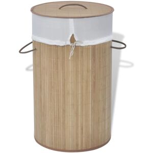 Berkfield Home - Royalton Bamboo Laundry Bin Round Natural