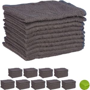 Relaxdays - Set of 100 Microfibre Cleaning Cloths, 40x30 cm All-Purpose Cleaning Supply, Washable, Grey