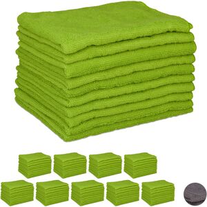 Relaxdays - Set of 100 Microfibre Cleaning Cloths, 40x30 cm All-Purpose Cleaning Supply, Washable, Green