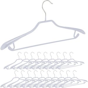 Relaxdays Set of 20 Suit Hangers, Wide Shoulder Support, Non-Slip Rubberised, Trouser Bar, Hooks, 19 x 45 x 3.5 cm, Grey