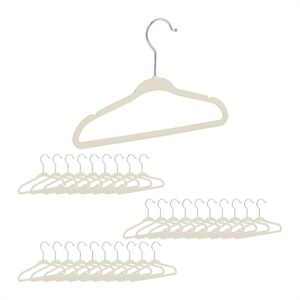 Velvet Coat Hangers, Set of 30, Non-Slip, for Clothes, Boys & Girls, Swivel Hook, Pants Rail, Beige - Relaxdays