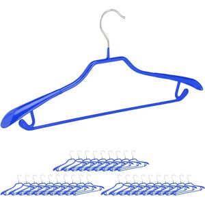 Set of 30 Suit Hangers, Wide Shoulder Support, Non-Slip Rubberised, Trouser Bar, Hooks, 19 x 45 x 3.5 cm, Blue - Relaxdays