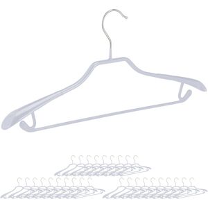 Set of 30 Suit Hangers, Wide Shoulder Support, Non-Slip Rubberised, Trouser Bar, Hooks, 19 x 45 x 3.5 cm, Grey - Relaxdays