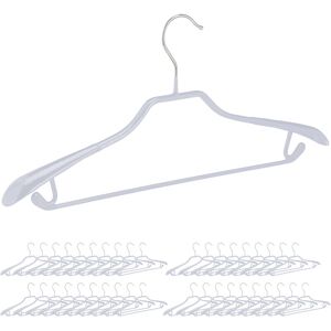 Set of 40 Suit Hangers, Wide Shoulder Support, Non-Slip Rubberised, Trouser Bar, Hooks, 19 x 45 x 3.5 cm, Grey - Relaxdays