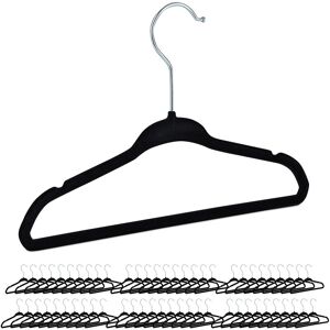 Velvet Coat Hangers, Set of 60, Non-Slip, for Clothes, Boys & Girls, Swivel Hook, Pants Rail, Black - Relaxdays