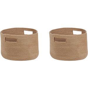 Beliani - Set of 2 Braided Cotton Storage Laundry Bin Basket Beige Chiniot - Beige