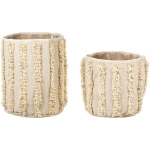 Beliani - Set of 2 Cotton Storage Boxes Laundry Basket Bin Accessory Beige Kakki - Beige