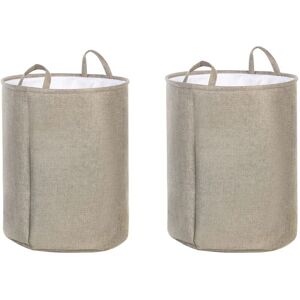 Beliani - Set of 2 Storage Laundry Basket Bin Drawstring with Handles Beige Samti - Beige