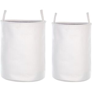 Beliani - Set of 2 Storage Laundry Basket Bin Drawstring with Handles White Archa - White