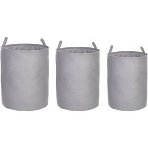 Beliani - Set of 3 Storage Laundry Basket Bin Drawstring with Handles Grey Archa - Grey