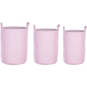 Beliani - Set of 3 Storage Laundry Basket Bin Drawstring with Handles Pink Archa - Pink