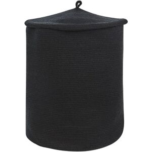 Beliani - Single Braided Cotton Storage Laundry Basket Bin Black Silopi - Black