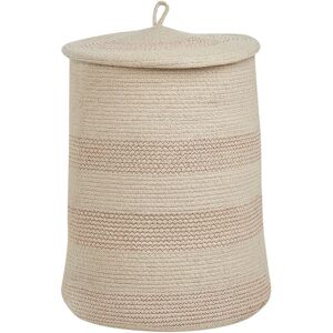 Beliani - Single Braided Cotton Storage Laundry Basket Bin Light Beige and Pink Silopi - Beige
