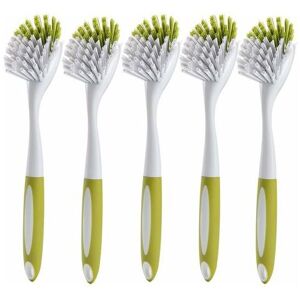 Lune - Sink Pot Stove Scrubber Brush with Stiff Bristle,Yellow-Green,5pcs