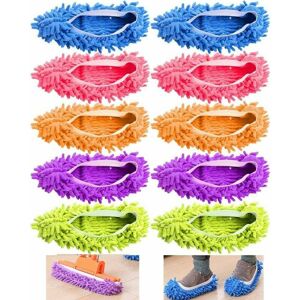 HOOPZI Slippers Mop, Microfiber Dust Mop Slippers Shoes Office Home Floor Bathroom Kitchen Cleaner 5 Pair