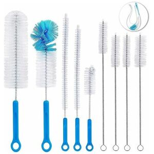 NEIGE Snow 9 Pcs Bottle Cleaning Brush Nylon Tube Brush for Baby Feeding Bottle Kettle - Blue