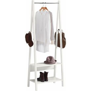 White Modern Clothes Rail Stand Rack with Two Storage Shelves, FRG59-W - Sobuy