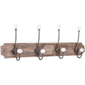 BISCOTTINI Wall coat hanger, coat hooks wall hanger in wood and iron, coat racks L65xPR10xH21 cm