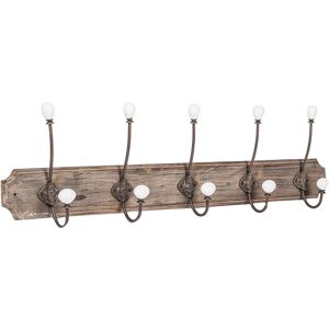 BISCOTTINI Wall coat hanger, coat hooks wall hanger in wood and iron, coat racks L80xPR10xH21 cm