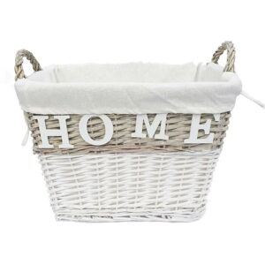 TOPFURNISHING Strong Deep White Wicker Storage Home Log Hamper Laundry Basket Handles Lined [Small: 36x24x28cm] - White