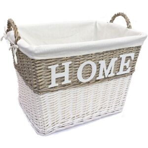 Topfurnishing - Strong Deep White Wicker Storage Home Log Hamper Laundry Basket Handles Lined (xl 61 x 46 x 49cm) - White