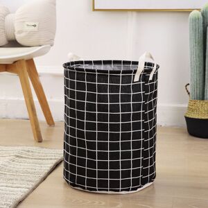 Thick Cotton and Linen Laundry Basket, Folding Large Capacity Laundry Baskets with Handle for Bedroom, Bathroom, 43x37.5cm, Black - Rhafayre