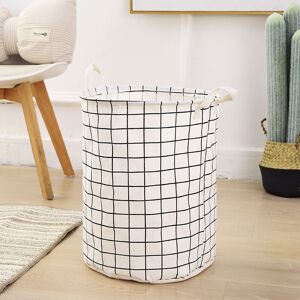 Thick Cotton and Linen Laundry Basket, Folding Large Capacity Laundry Baskets with Handle for Bedroom, Bathroom, 43x37.5cm, White - Rhafayre