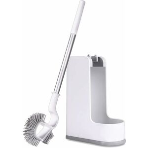 Rhafayre - Toilet Brush, Long Handle Silicone Toilet Brush, with Drying Rack and Flexible Brush, Sturdy Handle, Deep Clean (Silicone)