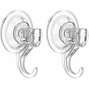 Hoopzi - Transparent Suction Cup Wall Hook, 3KG Load, Plastic Towel Holder Hanger Entrance Bathroom Kitchen Utensil (2 Pack)