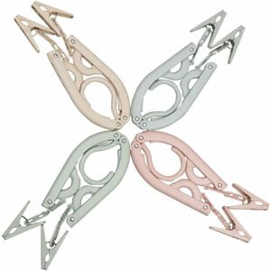 LANGRAY Travel Hangers Folding Hangers with 8 Clips Portable Clothes Hangers, Non-Slip, Lightweight for Home and Travel, 4 pcs