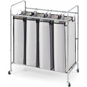 VEVOR Laundry Sorter Cart 4 Section, Laundry Hamper with Heavy Duty Lockable Wheels and 4 Removable Bags, Rolling Laundry Basket Sorter for Clothes