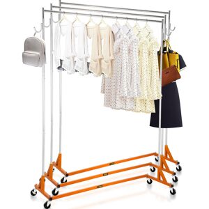 VEVOR Z Rack, Industrial Grade z Base Garment Rack, Height Adjustable Rolling z Garment Rack, Sturdy Steel z Base Clothing Rack w/ Lockable Casters, for