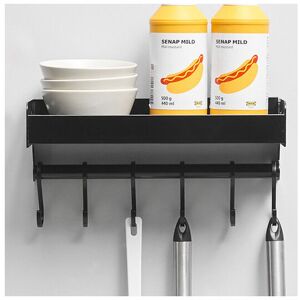 RHAFAYRE Wall-mounted Kitchen Spice Rack, Stainless Spice Rack Suitable for Kitchen Bathroom Balcony with Hooks, 30cm