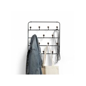 A PLACE FOR EVERYTHING Wall Mounted / Over Door Multi Hook Organiser - Estique - Black Metal with Dark Wood