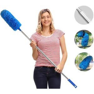 Telescopic Duster Duster Microfiber Duster with Stainless Steel Handle 254cm Long Washable Duster for Ceiling Fans, Blinds, Canvas (Blue) - Rhafayre