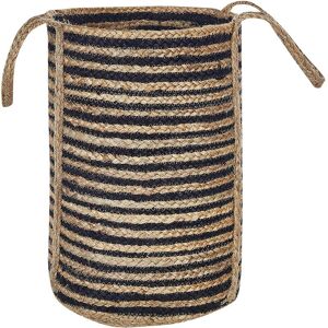 Beliani - Woven Braided Jute Storage Laundry Basket Bin Natural Beige and Black Jhansi - Beige