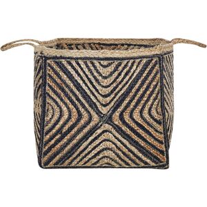 Beliani - Woven Braided Jute Storage Laundry Basket Bin Natural Beige and Black Kolhapur - Natural
