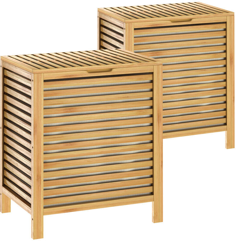 Casaria Laundry Washing Basket Bamboo Bins Natural Containers Wooden Organisers Bathroom Chests Stylish and Spacious Solutions for Tidy Laundry Storage