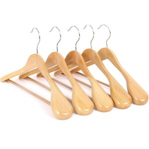 Alwaysh - 10 Pack Luxury Natural Solid Wood Hangers 44.5cm, Wide Shoulder, for Coat Suit Jacket, with Non-Slip Round Bar